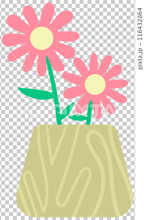 Kid hand drawn cute colorful Spring Summer flower in ceramic pot Kid hand drawn cute colorful Spring Summer flower in ceramic pot 116432864