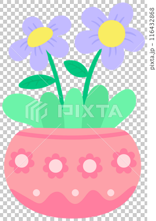 Kid hand drawn cute colorful Spring Summer flower in ceramic pot 116432868