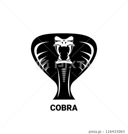 vector cobra snake with hood logo and icon design template. Danger king cobra vector icon. Viper black silhouette isolated on white. Snake simple logo vector cobra snake with hood logo and icon design template. Danger king cobra vector icon. Viper black silhouette isolated on white. Snake simple logo 116433063