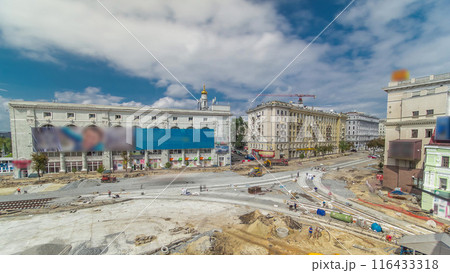 Work bulldozer on the construction of a road timelapse 116433318