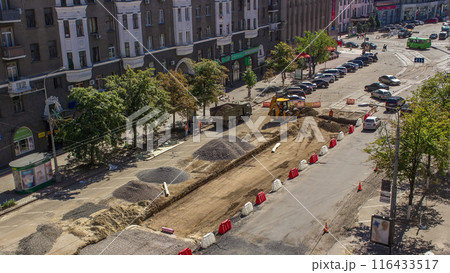 Work bulldozer on the construction of a road timelapse Work bulldozer on the construction of a road timelapse 116433517