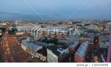 Panoramic view of the building from the roof of center Moscow day to night timelapse, Russia Panoramic view of the building from the roof of center Moscow day to night timelapse, Russia 116434999