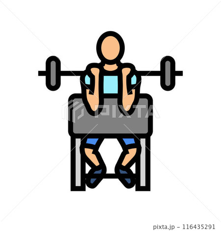 preacher curls arm fitness exercise color icon vector illustration 116435291