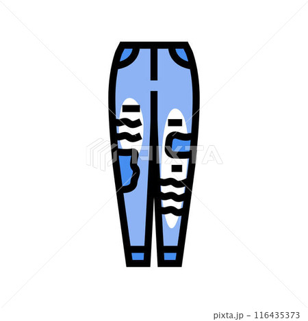 distressed jeans diy fashion handmade color icon vector illustration 116435373