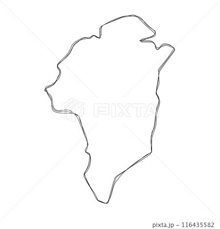 Greenland simplified map.Thin triple pencil sketch outline isolated on white background. Simple vector icon 116435582