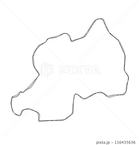 Rwanda country simplified map.Thin triple...のイラスト素材 [116435636] - PIXTA