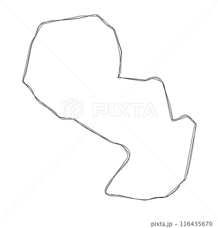 Paraguay country simplified map.Thin triple pencil sketch outline isolated on white background. Simple vector icon 116435670