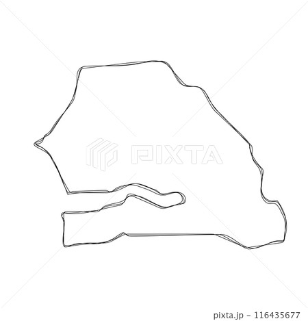 Senegal country simplified map.Thin triple pencil sketch outline isolated on white background. Simple vector icon Senegal country simplified map.Thin triple pencil sketch outline isolated on white background. Simple vector icon 116435677