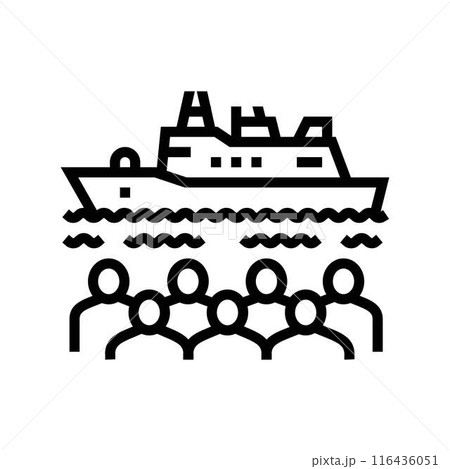 navy day chinese holiday line icon vector illustration 116436051
