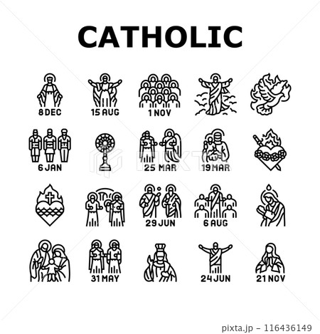catholic holidays church easter icons set vector 116436149