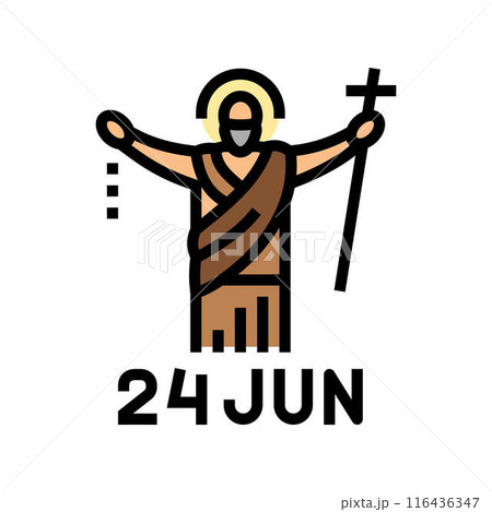 st john the baptist feast catholic holiday color icon vector illustration 116436347