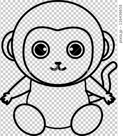 可愛的猴子線描插圖/著色書 可愛的猴子線描插圖/著色書 116436658