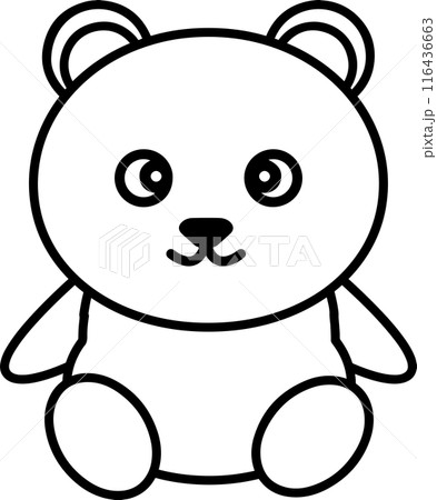 かわいいくまの線画イラスト・塗り絵 116436663