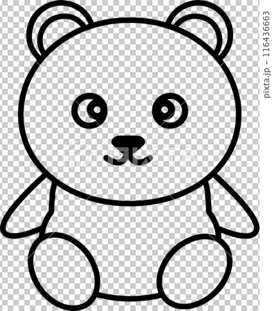 かわいいくまの線画イラスト・塗り絵 116436663