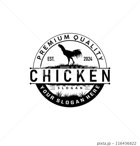Chicken Logo, For Roast Chicken Restaurant, Farm Vector, Simple Minimalist Design For Restaurant Food Business 116436822