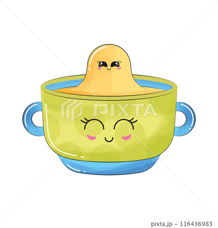 Happy cute bowl cartoon Vector illustration 116436983