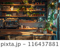 Cozy Fast-Food Cafe with Rustic Charm and Inviting Atmosphere 116437881