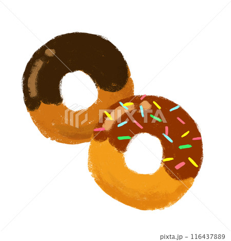 ドーナツセット クレヨンタッチ 挿し絵のイラスト素材 [116437889] - PIXTA
