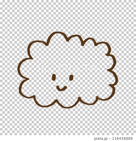 線画 手描き 笑顔の雲 イラスト 線画 手描き 笑顔の雲 イラスト 116438889
