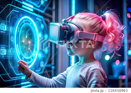 composite image of pretty pink hair using virtual reality headset 116438963