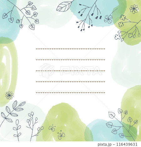 手描き爽やかな水彩と植物のお手紙フレーム 116439631