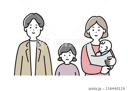 4人家族のイラスト素材 上半身 4人家族のイラスト素材 上半身 116440119