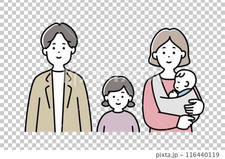 4人家族のイラスト素材 上半身 4人家族のイラスト素材 上半身 116440119