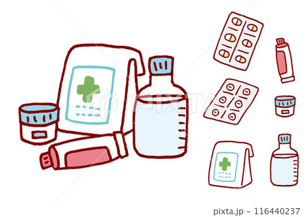 薬局などで使えそうなかわいい薬の素材 薬局などで使えそうなかわいい薬の素材 116440237