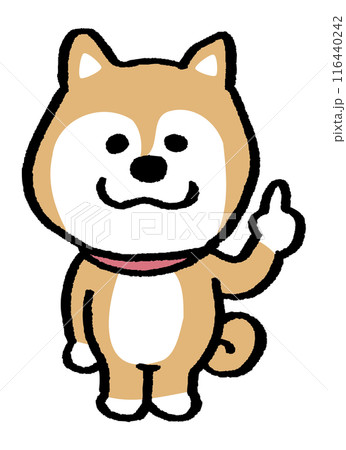 二頭身でシンプルでかわいい柴犬のキャラ素材 116440242