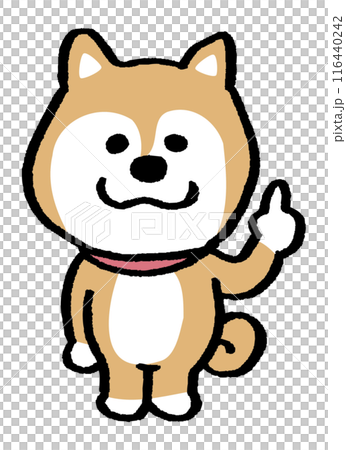二頭身でシンプルでかわいい柴犬のキャラ素材 116440242