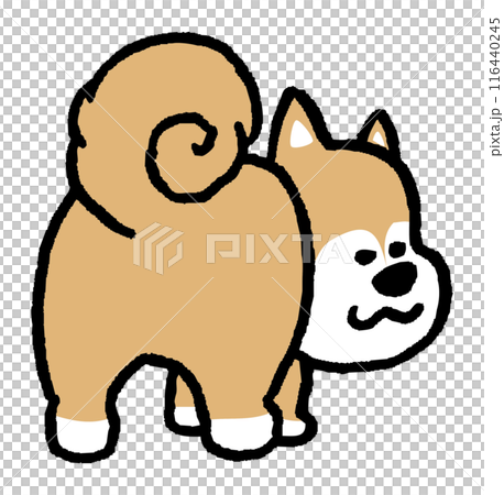 二頭身でシンプルでかわいい柴犬のキャラ素材 116440245