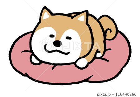 二頭身でシンプルでかわいい柴犬のキャラ素材 116440266