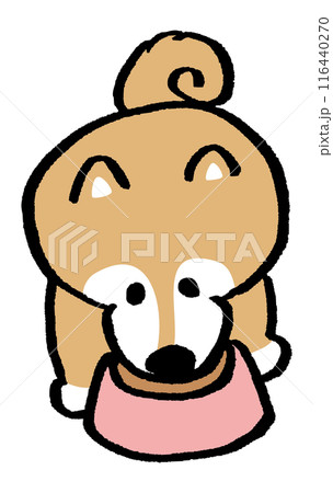 二頭身でシンプルでかわいい柴犬のキャラ素材 116440270