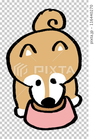 二頭身でシンプルでかわいい柴犬のキャラ素材 116440270