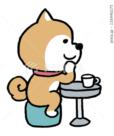 二頭身でシンプルでかわいい柴犬のキャラ素材 116440275