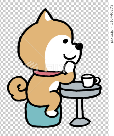 二頭身でシンプルでかわいい柴犬のキャラ素材 116440275