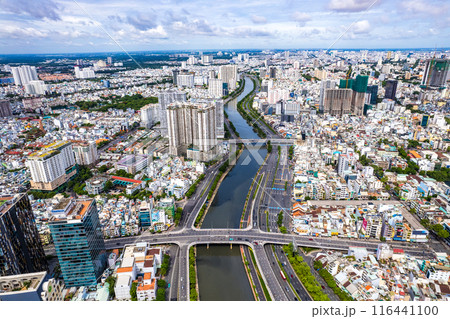 Aerial view of Ho Chi Minh city or Saigon, in Vietnam 116441100