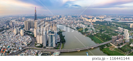 Aerial view of Ho Chi Minh city or Saigon, in Vietnam 116441144