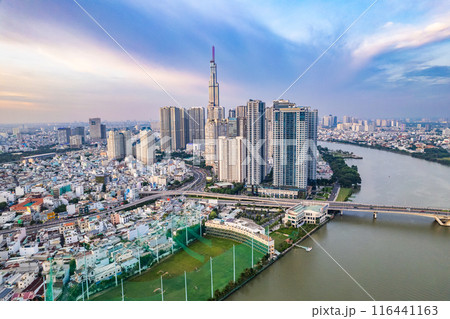 Aerial view of Ho Chi Minh city or Saigon, in Vietnam Aerial view of Ho Chi Minh city or Saigon, in Vietnam 116441163