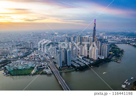 Aerial view of Ho Chi Minh city or Saigon, in Vietnam Aerial view of Ho Chi Minh city or Saigon, in Vietnam 116441198