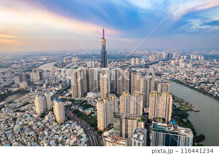 Aerial view of Ho Chi Minh city or Saigon, in Vietnam 116441234
