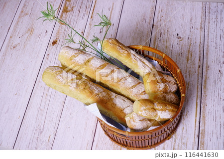 home-baked fresh baguette bread 116441630