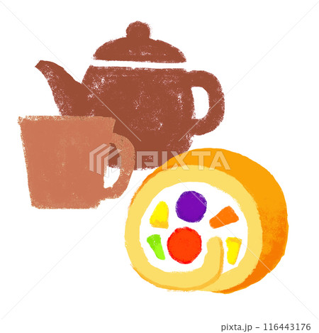 ロールケーキセット　クレヨンタッチ　挿し絵 116443176