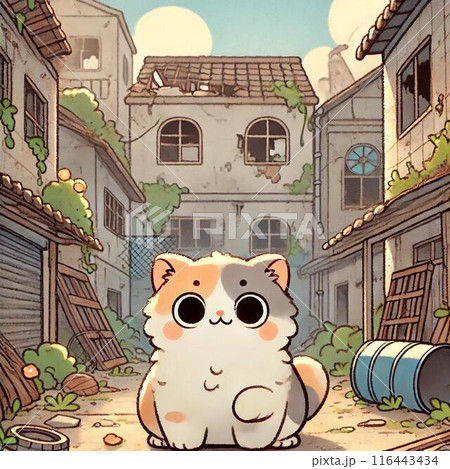 廃墟にいる猫 116443434