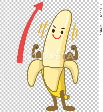 男性器をイメージしたバナナのキャラクター　元気なバナナ 116444184