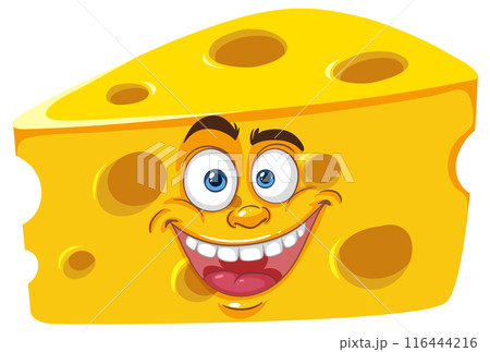 Cheerful Cheese Cartoon Character 116444216