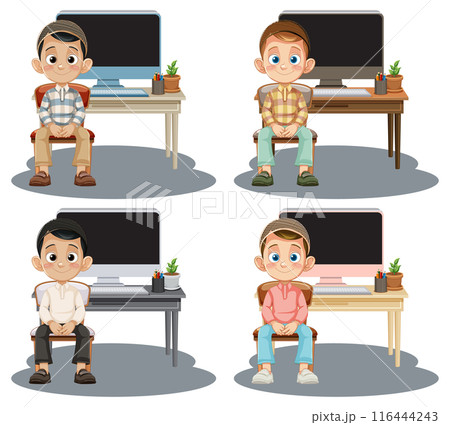 Children Sitting by Desks Children Sitting by Desks 116444243