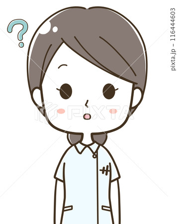 疑問に思う若い女性看護師のイラスト 116444603