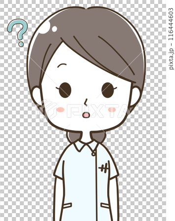 疑問に思う若い女性看護師のイラスト 116444603