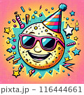 パーティー帽子を被った月 116444661
